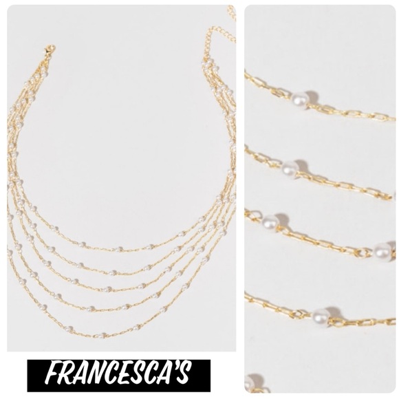 Francesca's Collections Jewelry - (15)New Francesca’s Pauline Five Row Pearl Necklace